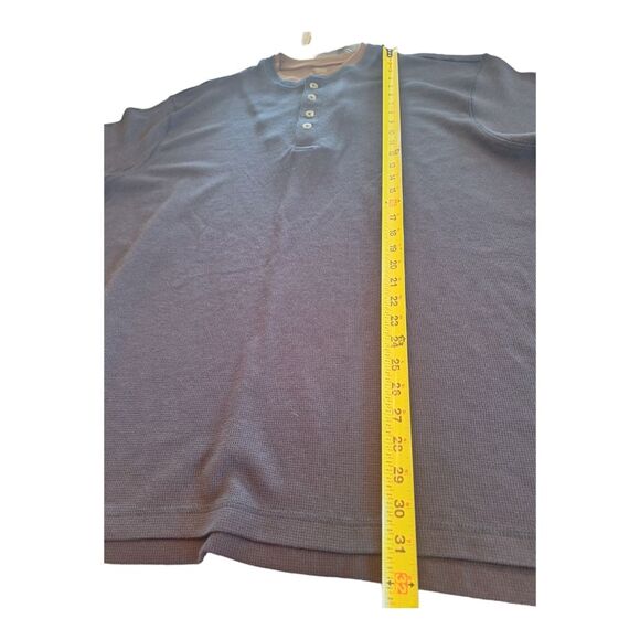 Redhead Thermal Four Button Henley 2XL Big & Tall Men XXL Blue with Brown Trim - Picture 11 of 14